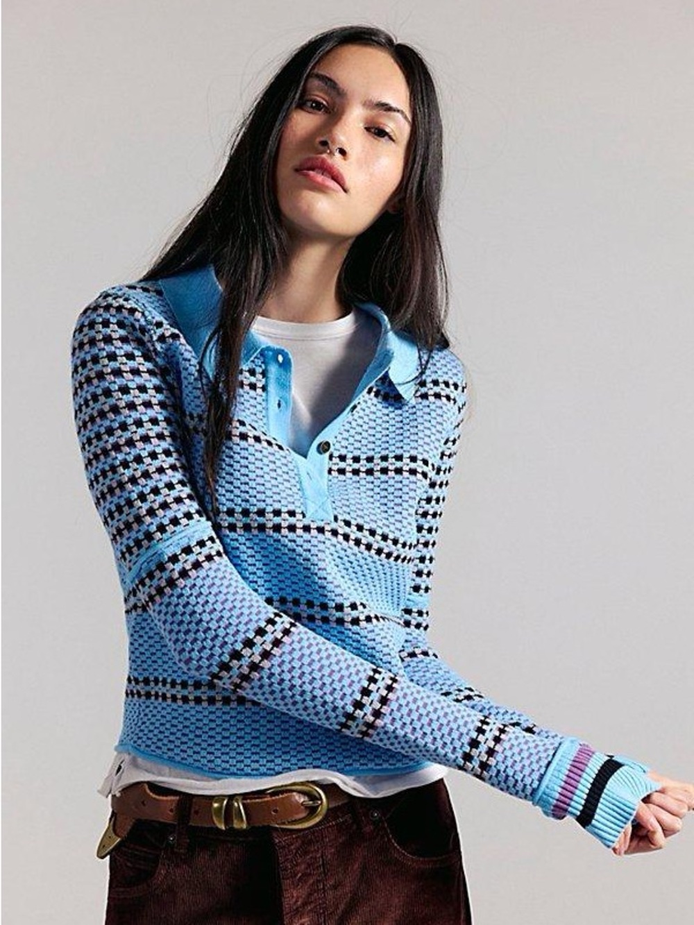 Free‎ People We The Free Level Up Long Sleeve Knit Polo